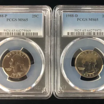 1988-P & D Washington Quarters, PCGS MS-65, 2 Total 