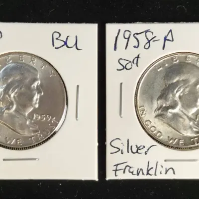 1958-P & 1959-P Silver Franklin Halves Uncirculated