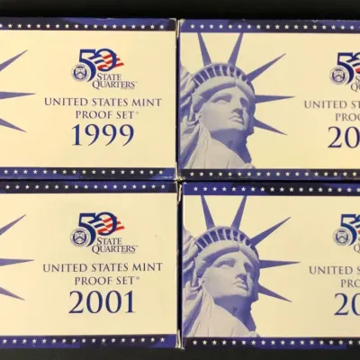 1999-2002 Original US Mint Proof Sets, 4 Total 