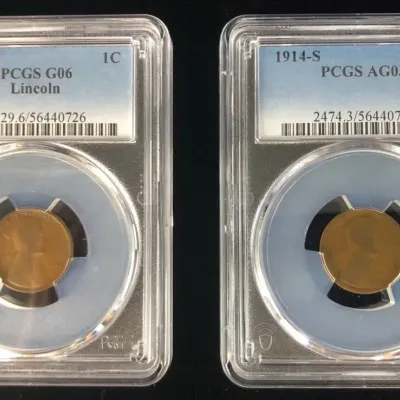 1909-P & 1914-S Key Date Lincoln Wheat Cents, PCGS G06 & AG03, 2 Total