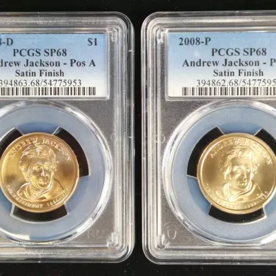 2008-P & 2008-D Andrew Jackson Presidential Dollars PCGS SP-68 Satin