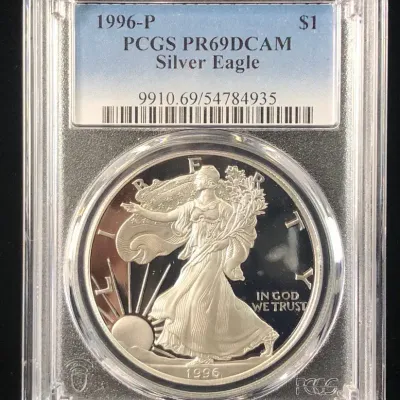 1996-P Better Date Proof 1oz. Fine Silver Eagle Dollar, PCGS PR69DCAM 