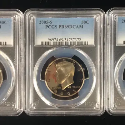 2004-S, 2005-S, & 2006-S Kennedy Halves, PCGS PR69DCAM, 3 Total 