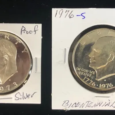 1973-S & 1976-S Silver Proof Eisenhower Dollars, 2 Total 