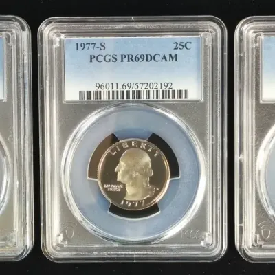 1976-S, 1977-S, 1978-S Proof Washington Quarters PCGS PR-69 DCAM
