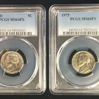 1975-P & 1978-D Full Steps Jefferson Nickels PCGS MS-64 FS