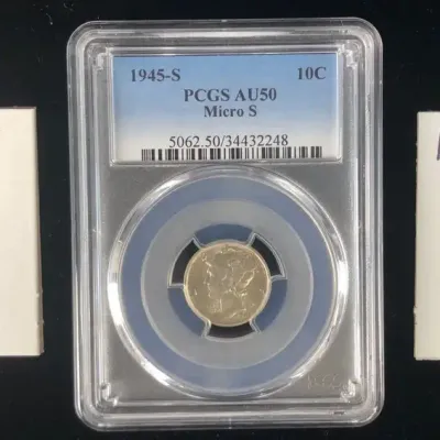 1936-P Uncirculated Mercury Silver Dime, 1911-D Silver Barber Dime, & 1945-S Micro S PCGS AU-50 Dime