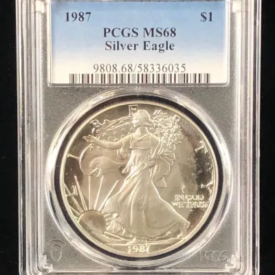 1987 $1 1oz. Fine Silver Eagle , PCGS MS68
