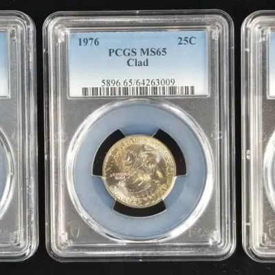 1974-P, 1976-P & 1977-P Washington Quarters PCGS MS-65