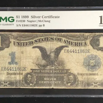 1899 $1.00 Silver Certificate Large Note Black Eagle PMG F-15