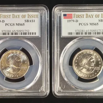 2 1979-D $1.00 Susan B Anthony Dollars First Day of Issue PCGS MS-65