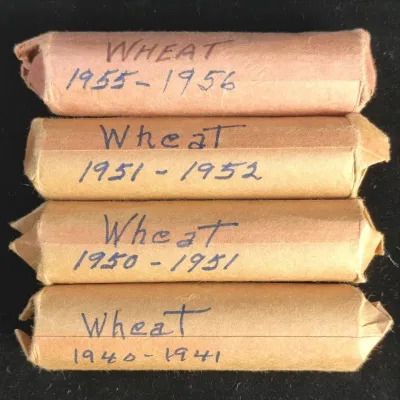 4 Lincoln Wheat Cent Rolls 50-51, 51-52, 55-56 & 1940-1941