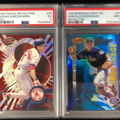 1999 Bowman’s Best & Pacific Revolution Red/Refractor Baseball Cards, Garciaparra & Rodriguez