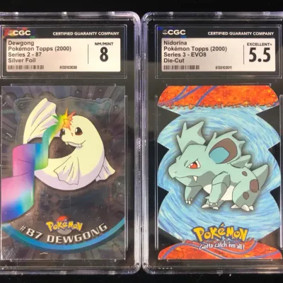 2000 Topps Pokémon Cards, Silver Foil Dewgong & Die-Cut Nidorina, CGC Graded, 2 Total