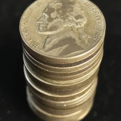 1/2 Roll of 20 Silver WWII Jefferson War Nickels