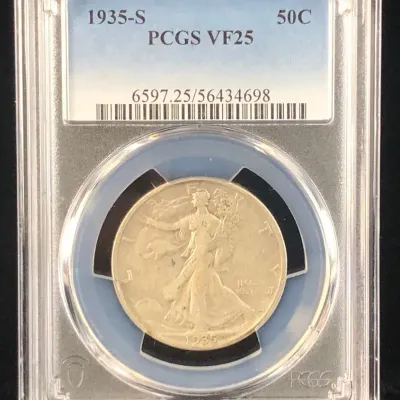 1935-S Better Date Walking Liberty Half Dollar, PCGS VF-25