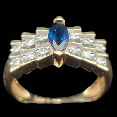 14K Yellow Gold Sapphire & Diamond Ring NAGL #1108012