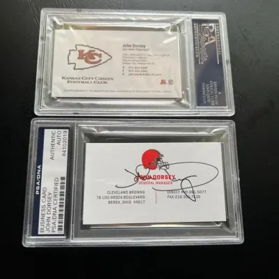 Authenticated signed john dorsey business cards browns chiefs