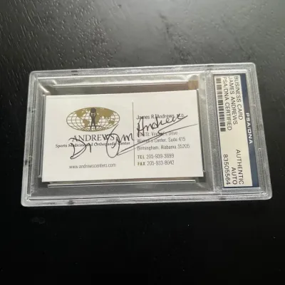 Authenticated signed james r andrews m d business card sports medicine
