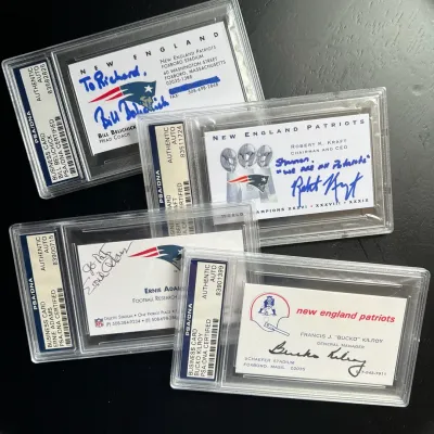 004 Authenticated Signed New England Patriots Business Cards Kraft, Belichick MORE