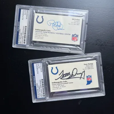 Authenticated signed indianapolis colts business cards dungy polian