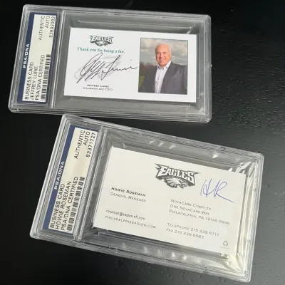 Authenticated signed philadelphia eagles business cards roseman lurie