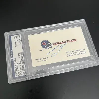 Authenticated signed mike ditka chicago bears business card