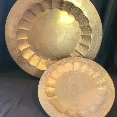 Large Bronzetone/Brasstone Decorative Metal Plates 