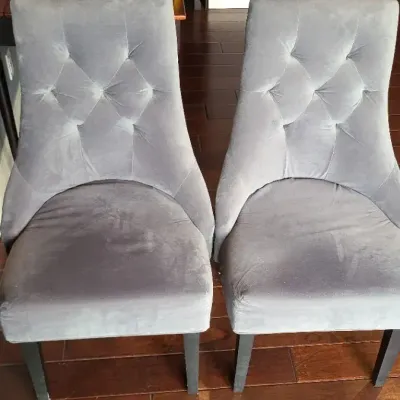 World Market Tufted Gray Dining Chairs – Pair