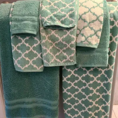 Sonoma Teal Tone Geometric Towels 