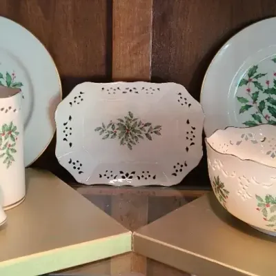 Lenox Lovelies - China Assortment With Pretty Holiday Holly Pattern