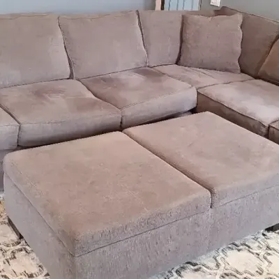 Gather Around! Spacious Sectional Sofa by Jonathan Louis With Oversized Storage Ottoman