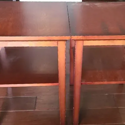 Double the Style! Matching Wood End Tables with Storage Shelves