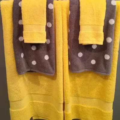 Towels & Bath Accessories - Pretty Yellow & Grey Palette Plus Playful Polka-dots