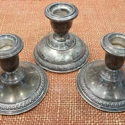 Weighted Sterling Candle Holder Trio