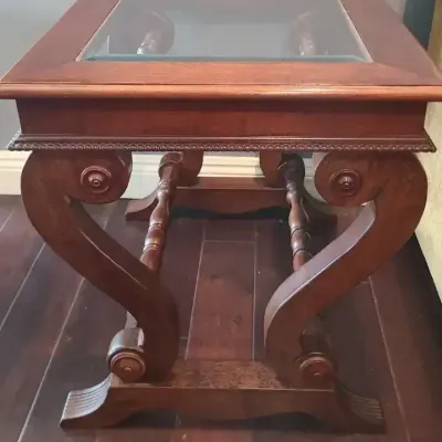 Glass-Top Scroll Leg Accent Cocktail Table