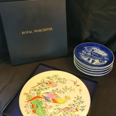 Royal Worcester Decorative Plate With Royal Copenhagen Christmas Plates 