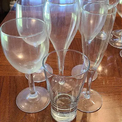 Gleaming Glass Barware & Stemware With Bonus Wine Glass Charms