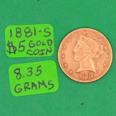 Sale Photo Thumbnail #294: 1881 S $5 Gold Coin 
