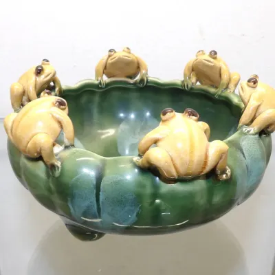 Sale Photo Thumbnail #389: Pottery Bowl with frogs 