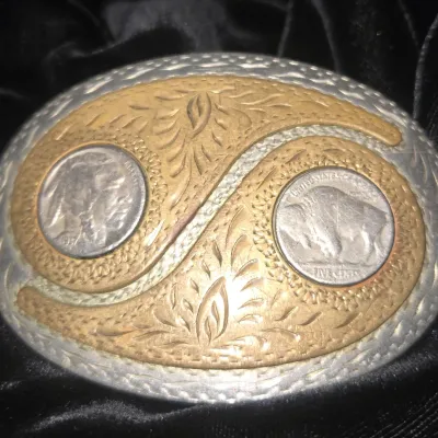 Belt Buckle with Buffalo Nickels 