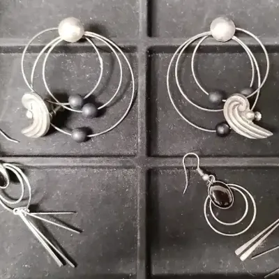 Black and Silver Toned Earrings