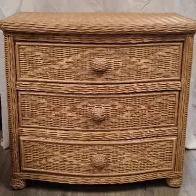 Woven Wicker Storage Solution - Three Drawer Dresser