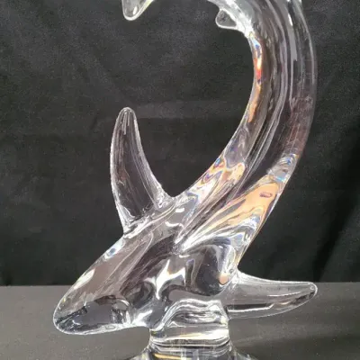 Substantial Cofrac Art Verrier France Crystal Shark Sculpture