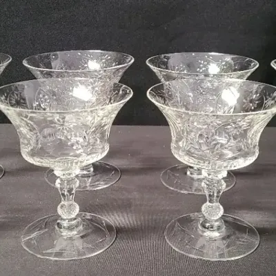 8 Cambridge Sherbet Champagne Stemware Glasses