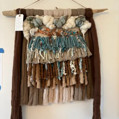 Sale Photo Thumbnail #36: Aspen Debyah Fine Fiber Art "Melding Heritage" Handwoven Free Form Tapestry