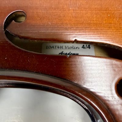 Sale Photo Thumbnail #22: Violin needs to be re-strung, but it otherwise is in near-new condition. Violin and bow both store inside the lined case. See photos for other details.