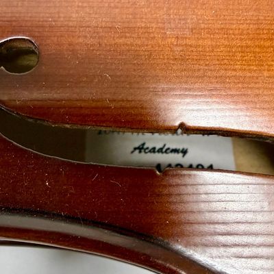 Sale Photo Thumbnail #23: Violin needs to be re-strung, but it otherwise is in near-new condition. Violin and bow both store inside the lined case. See photos for other details.