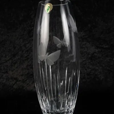 Waterford Crystal Cut & Etched Butterfly Floral Vase