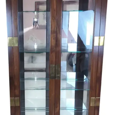 MCM Philip Reinisch Campaign-Style Lighted Glass Curio Cabinet - Model 504 #2